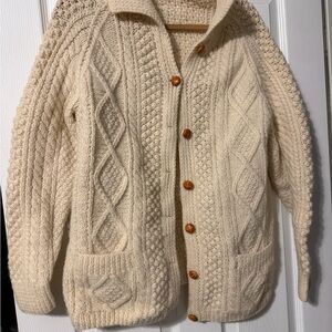 Vintage Cream Knit Cardigan with Wooden Buttons
